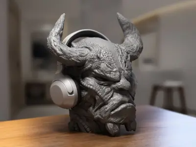 Robot deamon Headphone Stand Cyborg Headset Stand 3D print model