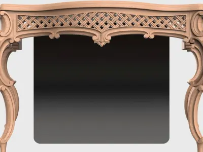 Carved console 4 leg table for CNC 02 3D model