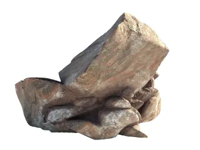 Red stone rock  Low-poly 3D model