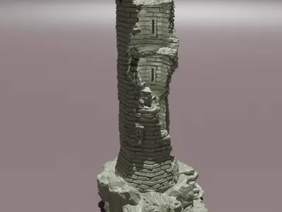 Ruined Lookout Tower Tabletop Terrain 28 mm 3D print model