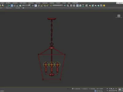 Lantern Geometric Pendant Light Wrought Iron Low-poly 3D model