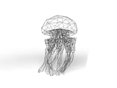 Jellyfish Wireframe Low-poly 3D model