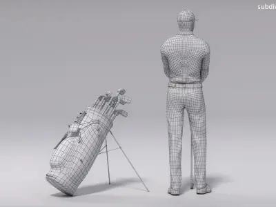  White Golf Player Animated HQ Standard License 