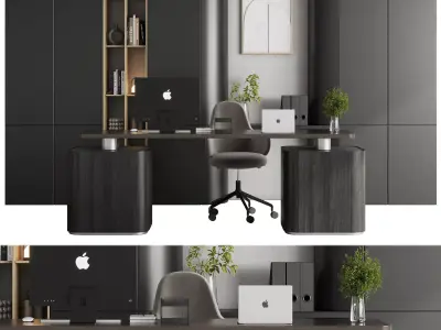 Workplace - office furniture 11 Low-poly 3D model