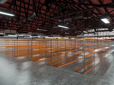 Warehouse Industrial Interior and Exterior Low-poly 3D model