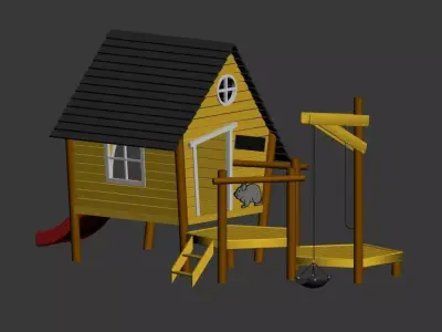 children basin wooden playhouse 3d model 3D model