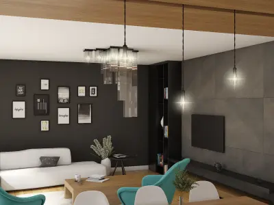 Modern Living Room 3D model 29
