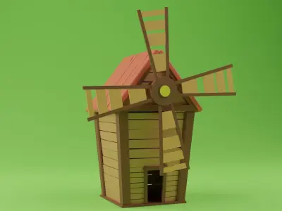 Windmill wooden Free low-poly 3D model