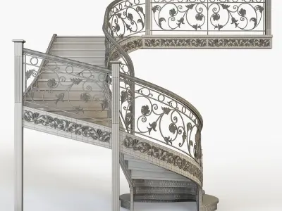 Stairs wrought iron staircase 3D model