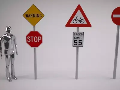 Road Signs with place holders 3D model