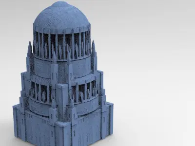 Sci fi City Dome tower model 3D model