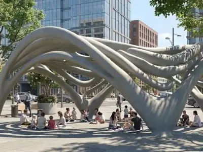 Parametric Interwoven Pavilion  Modern Park Shelter Low-poly 3D model