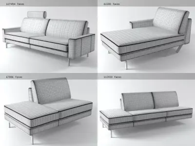 Bolero four different leather sofas 3D model