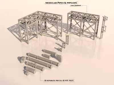 Modular Pipes and pipeline 3D print model