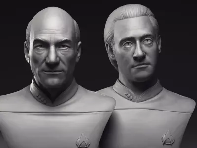 Picard and Data  3d printable bust collection 3D Model Pack
