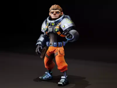 Stylized Sloth Engineer 01 Low-poly 3D model