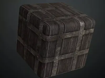 Medieval Dark Wood Iron Bands PBR Seamless Texture