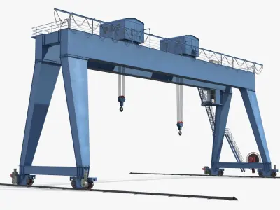  Rail Mounted Double Girder Gantry Crane Blue Simplified 