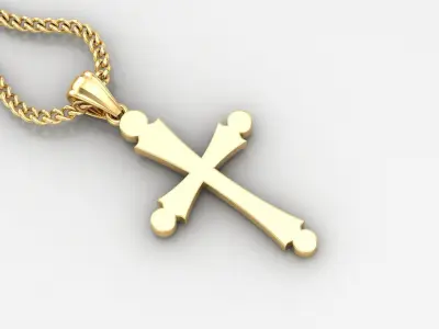 Light Gold 18K Cross Pendant 1CP027 3D print model