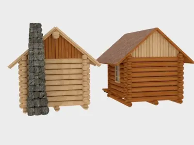 Logcabin log cabin with chimney 3D model