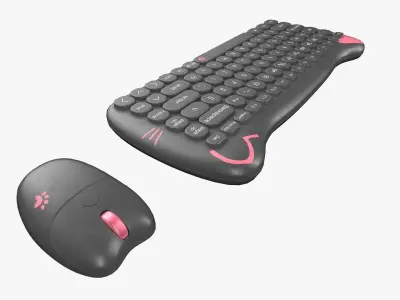 Wireless Keyboard Mouse Set Simple Dark Gray Version  3D model