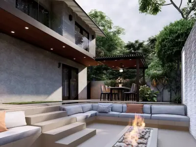 3D Exterior Scene 3D model design garden and landscape 3D model 26