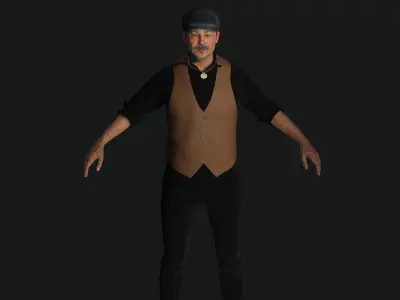AAA 3D ASIAN OLD BEARDED BUSINESSMAN - REALISTIC GAME CHARACTER Low-poly 3D model