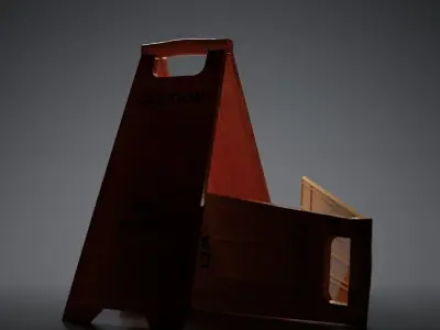 Caution Wet Floor Board Sign 3D model