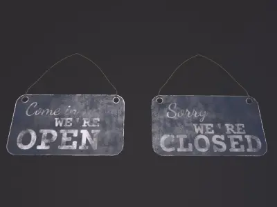 Old Open And Close Sign 3D Model Low-poly 3D model