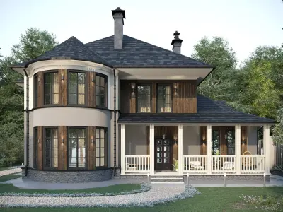 Cottage victorian house plan 3D model