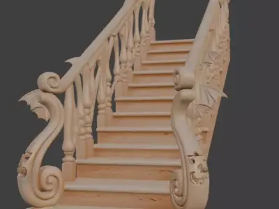 Gothic Halloween Staircase 3D model