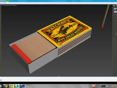 Matchbox box of matches with fire in it Free 3D model