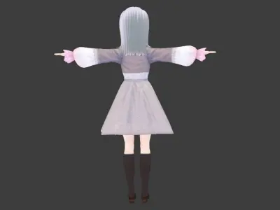 2 Cute Anime girls characters collection g9 Low-poly 3D model