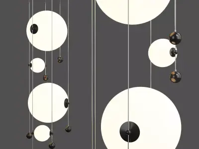 Abacus Round LED Multi Light Pendant Low-poly 3D model