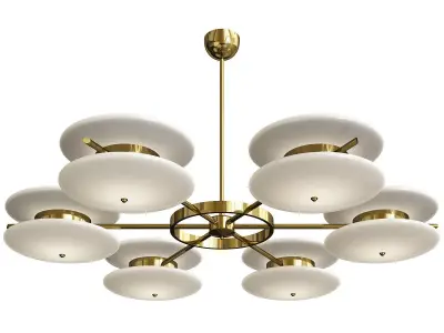 Italian Minimalist Contemporary White Murano Glass and Brass  Low-poly 3D model
