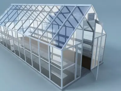Greenhouse with shelves 3D model