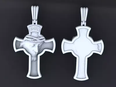Cross with the image of Jesus cnc model or  3D print model