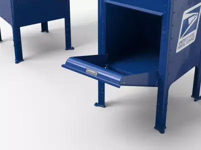 USPS Curbside Mail Box Blue 3D model