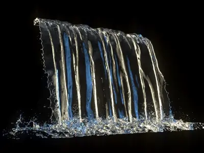 High Resolution Animated Waterfall 10 seconds 3D model
