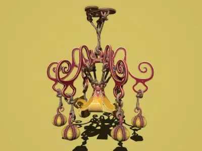 Fantasy flower chandelier Low-poly 3D model