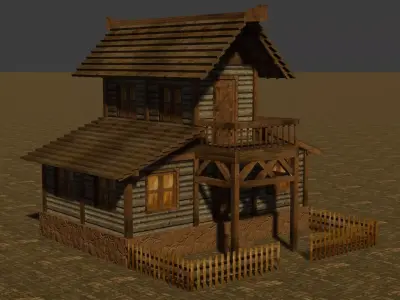 Medieval house ten 15 Low-poly 3D model