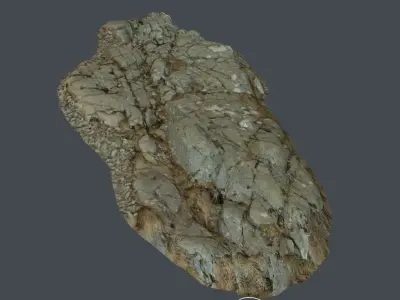 3d scanned rock cliff E Low-poly 3D model