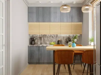 kitchen modern with wooden floors 3D model