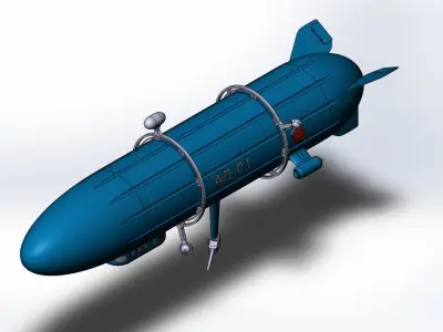 Dirigible-artillery submarine 3D print model