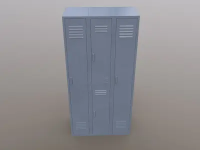 PBR School Gym Locker 04 - Grey Low-poly 3D model
