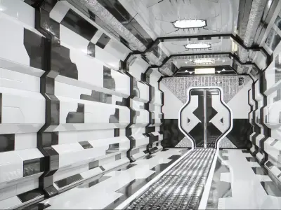 Sci Fi Corridor Main Deck Low-poly 3D model