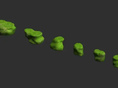 Short Flat Rocks - Moss 2 Low-poly 3D model