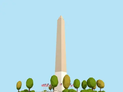 Cartoon Low Poly USA Washington Monument Low-poly 3D model
