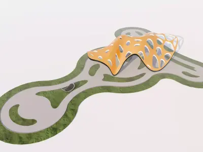 Modern Organic Lattice Structure Pavilion Low-poly 3D model