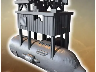 Large structure with upper defenses airplane carcass and reinfor 3D print model